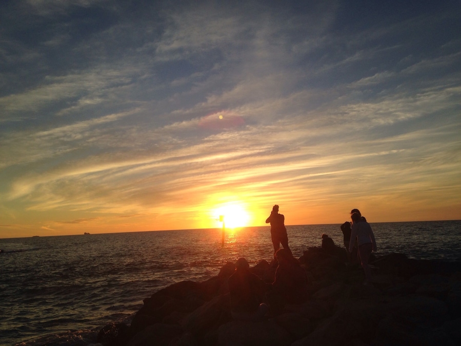 Sunset at the North Jetty at Nokomis Beach. Awesome end to a great day with my sweetie and our pet dog Bodie.
😀