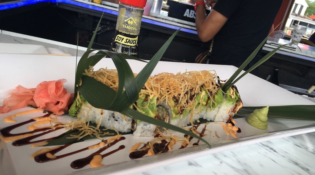 Good sushi and seafood, great staff. On the nautical mile!