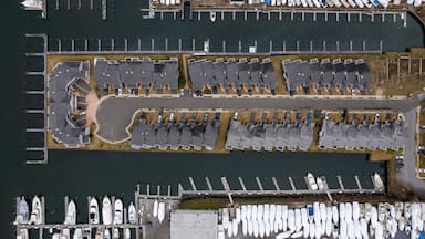 Aerial top view of apartment condos on Long Island, Freeport, New York