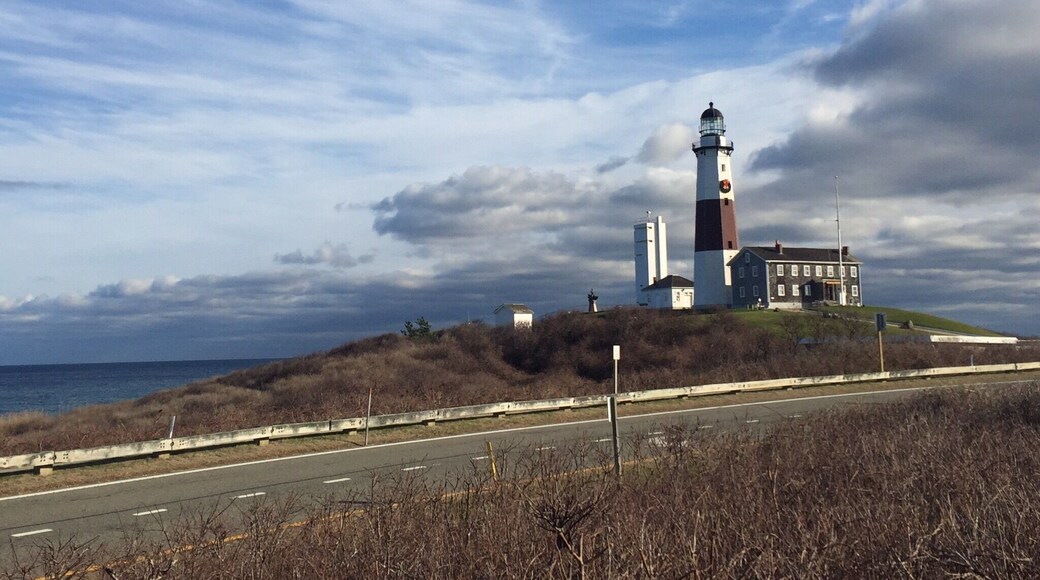 Montauk Point Lighthouse on a cold windy day.