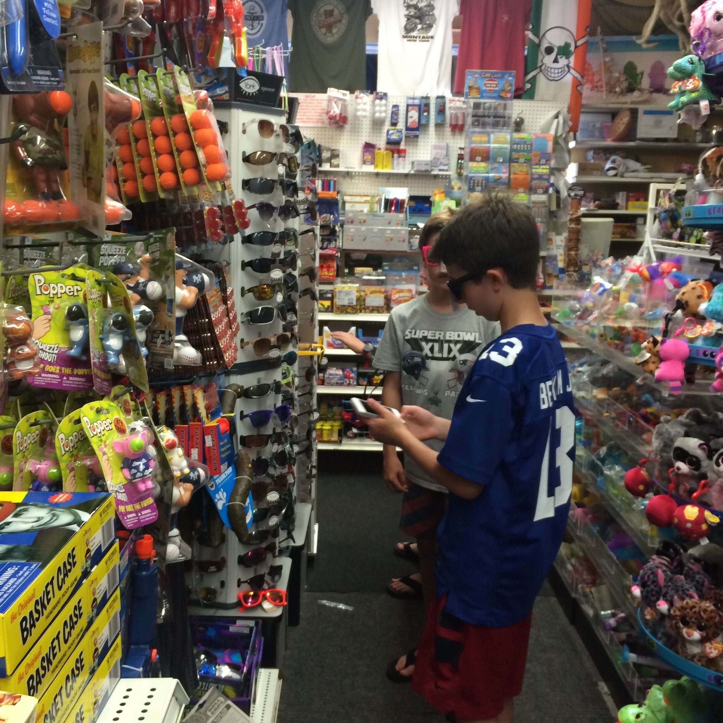 Kid Mecca for gag toys, t-shirts, candy, beach supplies. We came home with some shades, small toilet that squirts water in your face and some shocking pens. 