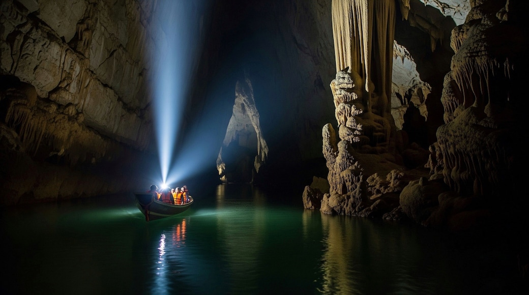 Exploring the Underground River in Kong Lor Cave, Khammouane, Laos