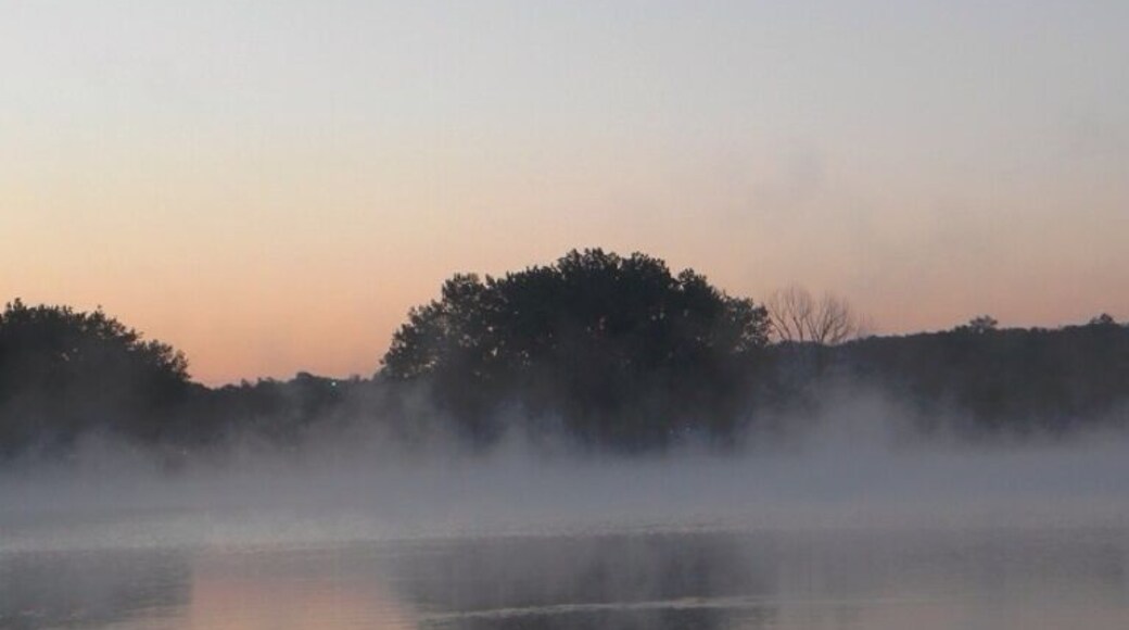 Gray's Lake on a foggy morning.