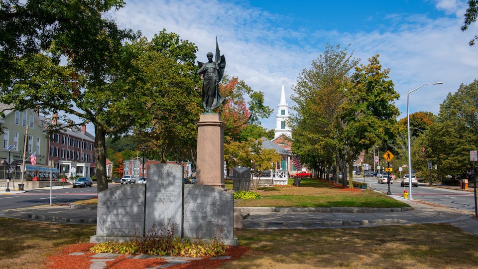 World War II veterans memorial in Upper Common on Main Street in downtown Fitchburg, Massachusetts MA, USA.