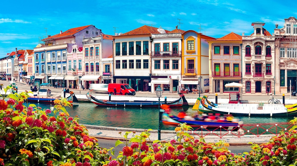 Traditional boats on the canal in Aveiro, Portugal.
Aveiro River on a sunny afternoon on a summer day