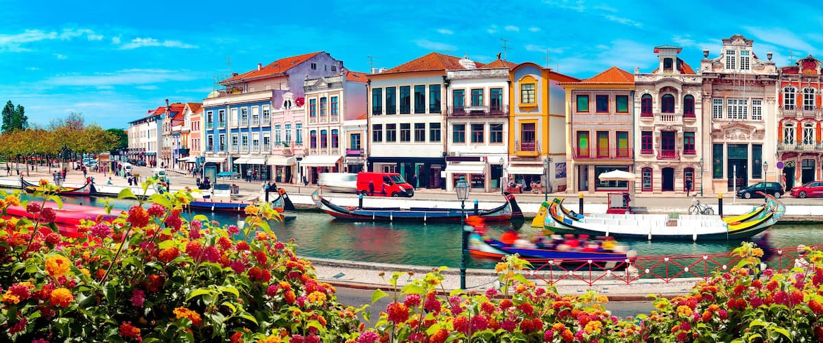 Traditional boats on the canal in Aveiro, Portugal.
Aveiro River on a sunny afternoon on a summer day