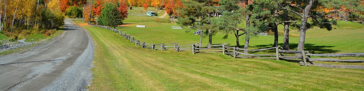 Fall landscape eastern townships Bromont Quebec province Canada