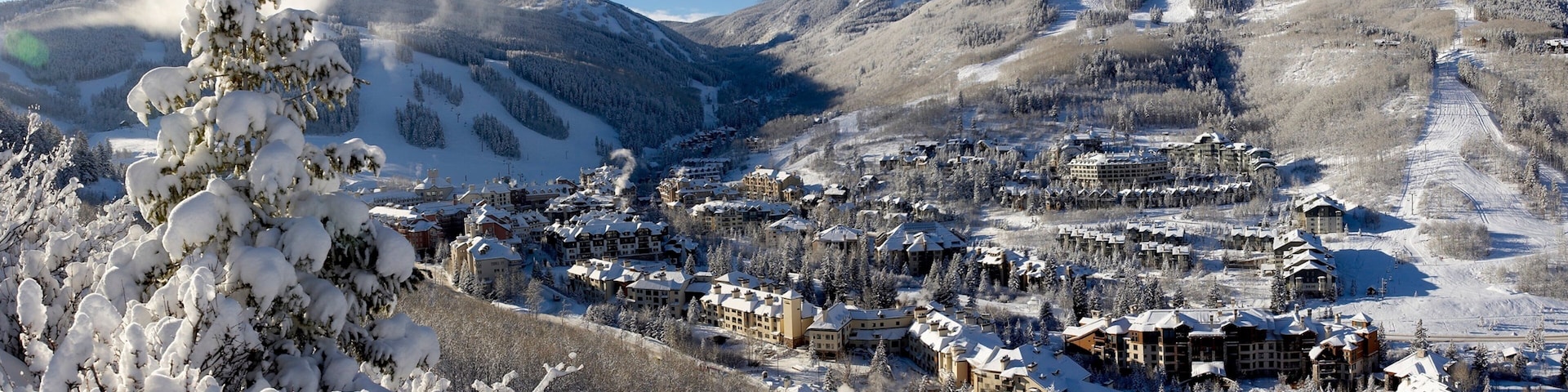 Beaver Creek which includes forest scenes, landscape views and a small town or village