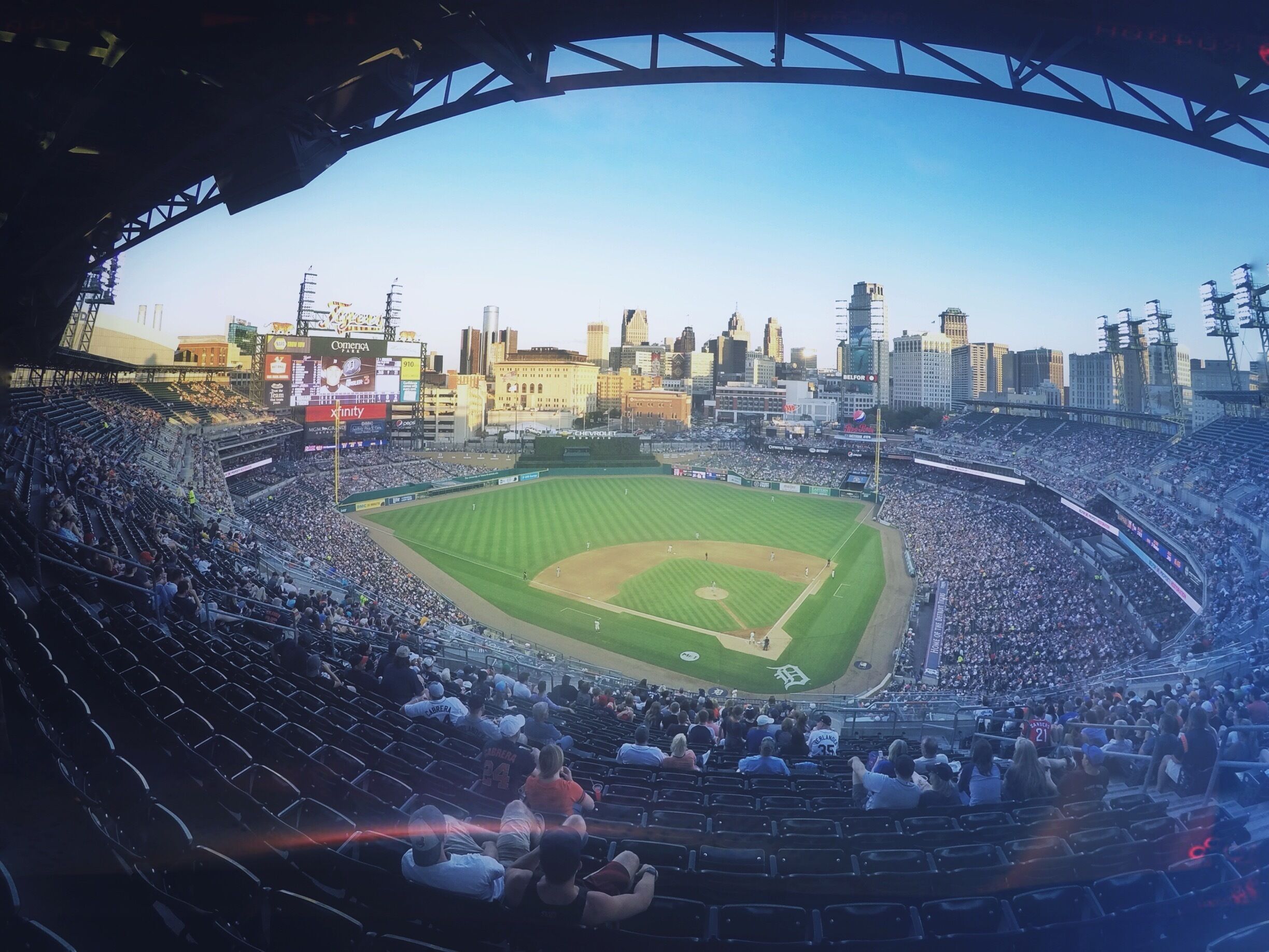 Go to the highest section of the stadium to get the best view of all of Downtown Detroit! 