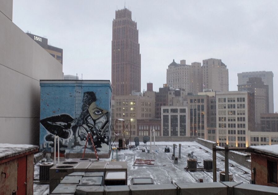 Lots of street art to be found in the Z Lot. Plus a pretty nice view of downtown Detroit.
