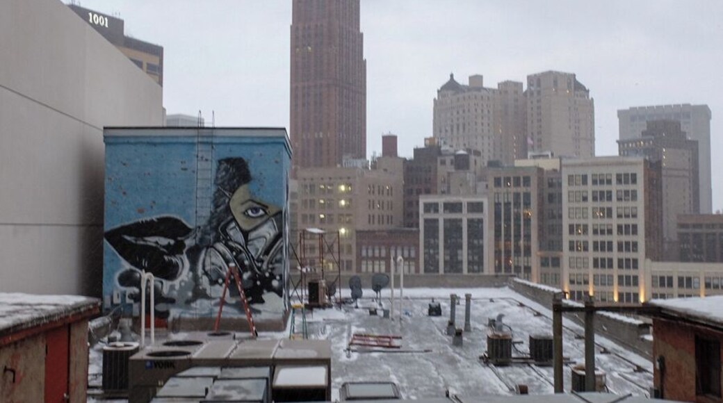 Lots of street art to be found in the Z Lot. Plus a pretty nice view of downtown Detroit.