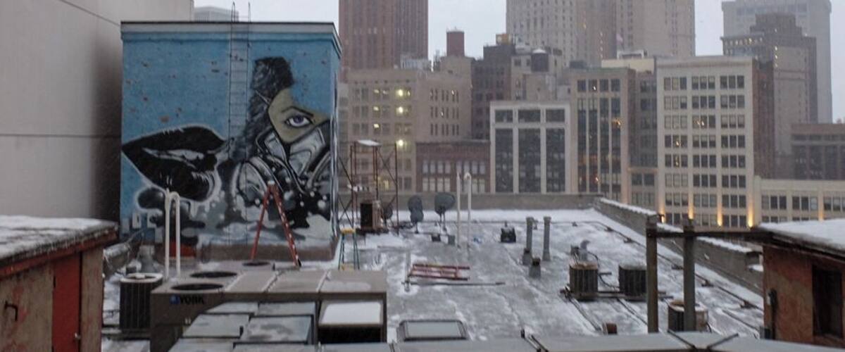 Lots of street art to be found in the Z Lot. Plus a pretty nice view of downtown Detroit.