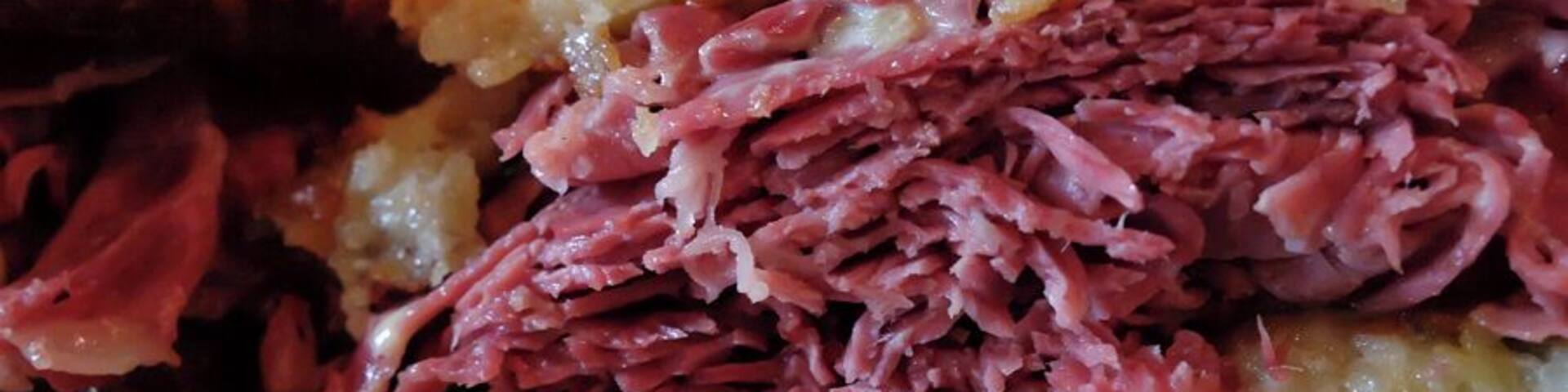 We needed some comfort food so we headed over to Maccabees in Midtown. I'd say we found it - Potato pancake sandwich filled with corned beef.