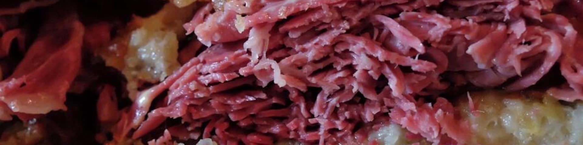 We needed some comfort food so we headed over to Maccabees in Midtown. I'd say we found it - Potato pancake sandwich filled with corned beef.