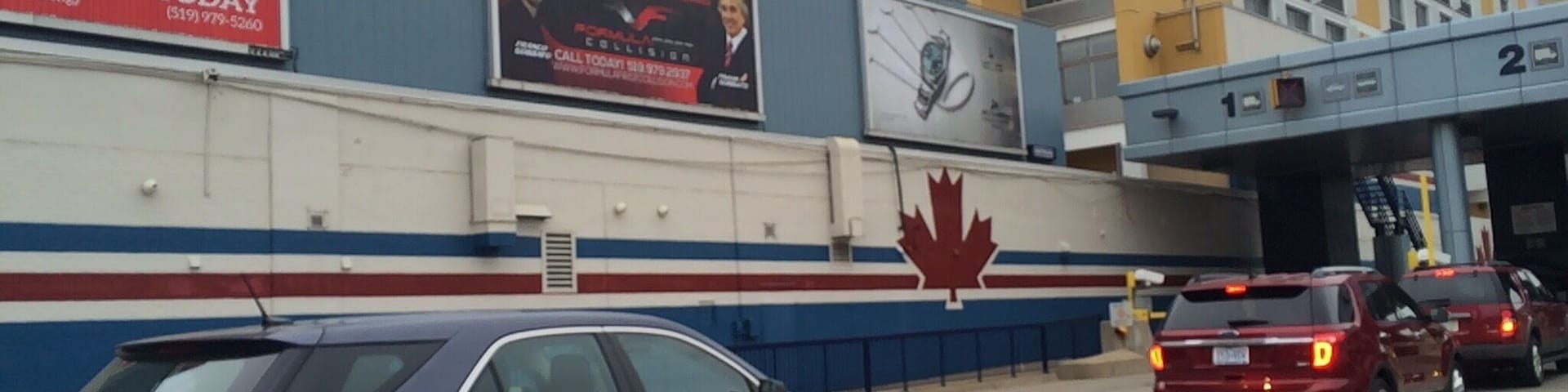 The Canadian and U.S. Border crossing between Detroit and Windsor.
