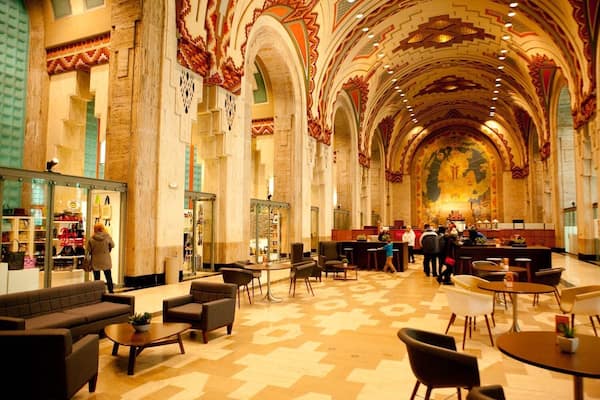 Intricate interior of Guardian Building in Detroit, Michigan.