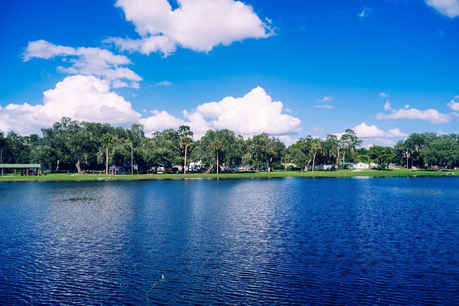 Lake zephyr in Zephyrhills town of Florida. Zephyrhills is a city in Pasco County, Florida, United States.