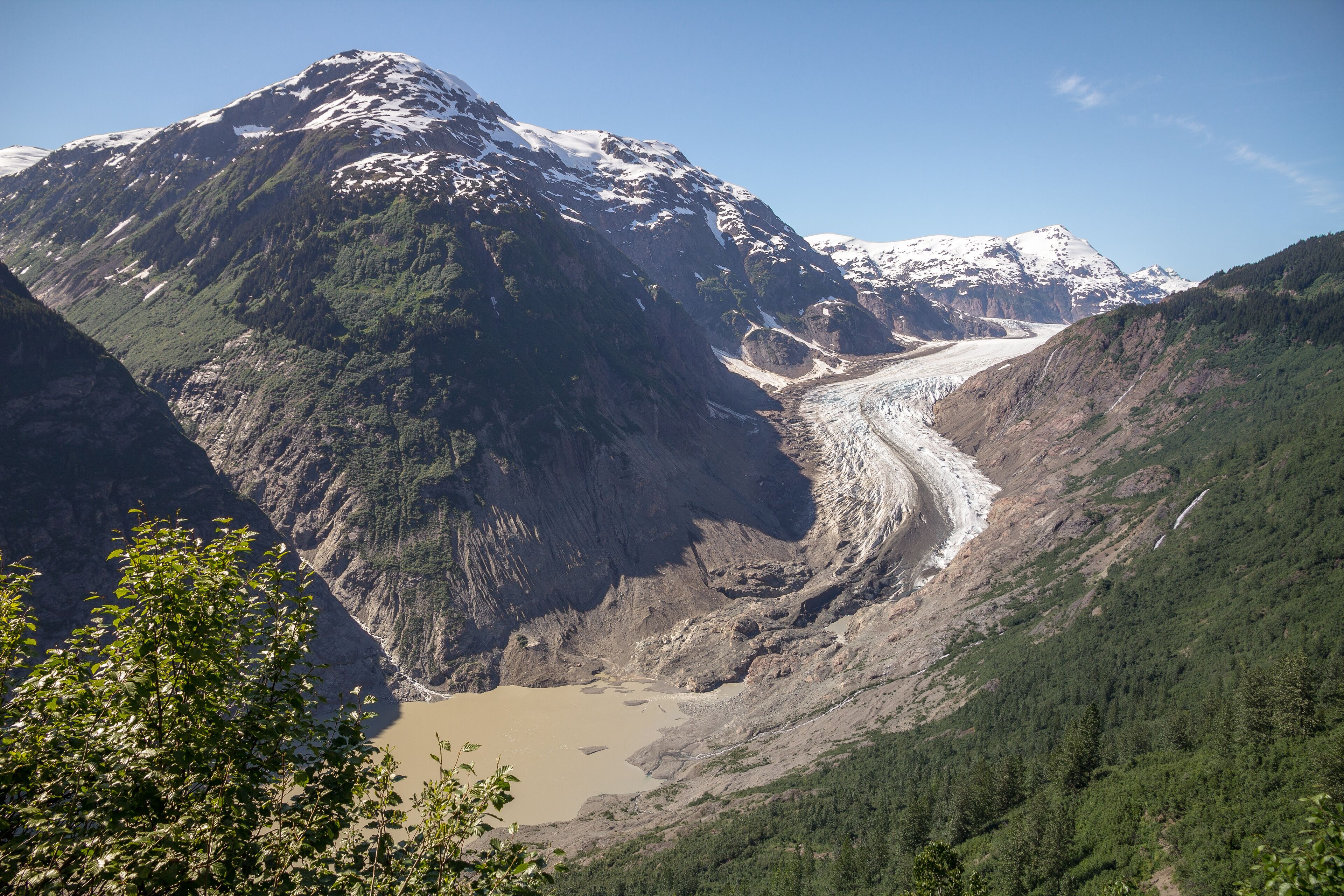 Salmon Glacier toe, lake and ridges of moraine, Stewart, BC