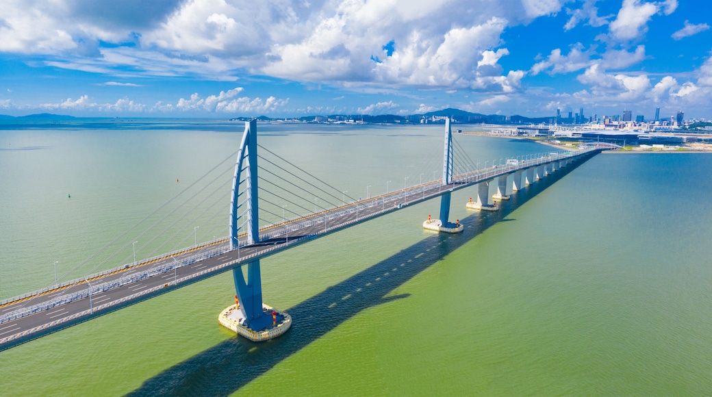 Aerial view of the Zhuhai section of the Hong Kong–Zhuhai–Macau Bridge, China