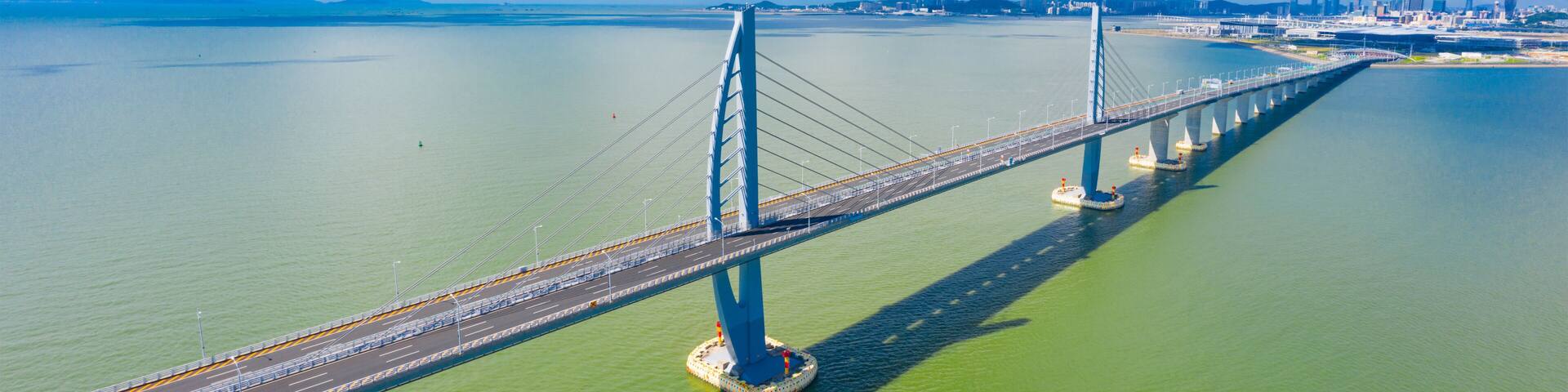 Aerial view of the Zhuhai section of the Hong Kong–Zhuhai–Macau Bridge, China