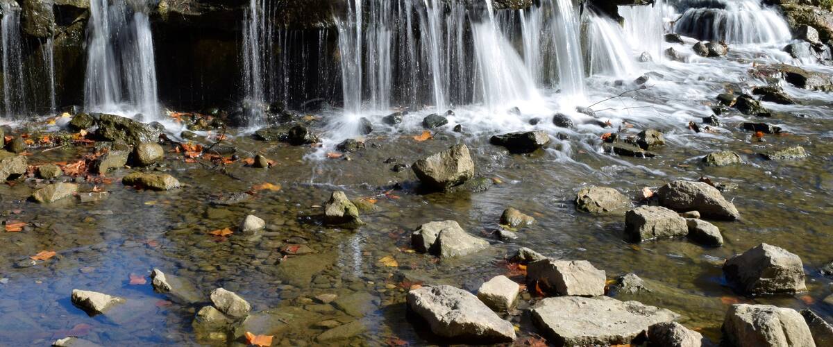 Waterfall in the woods at Creekside Park, Gahanna, Ohio