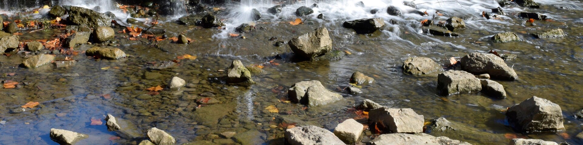 Waterfall in the woods at Creekside Park, Gahanna, Ohio