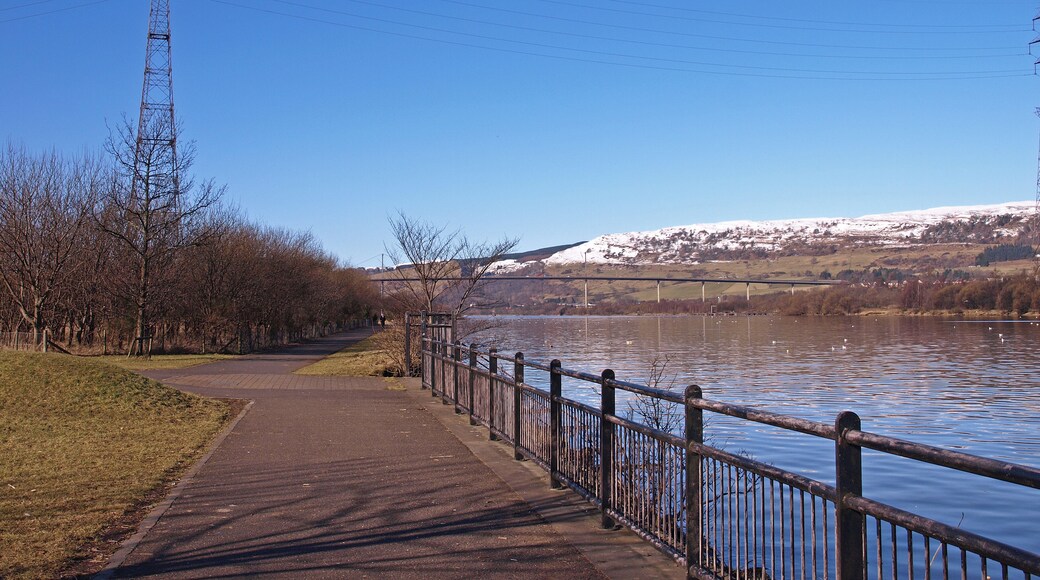Walkway, River Clyde Looking down stream to the Erskine Bridge. Kilpatrick Hills to the right.