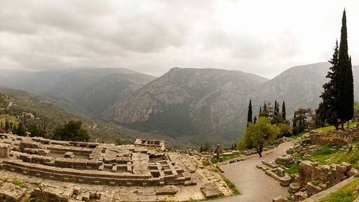 Ancient ruin temple in Delphi, Greece.