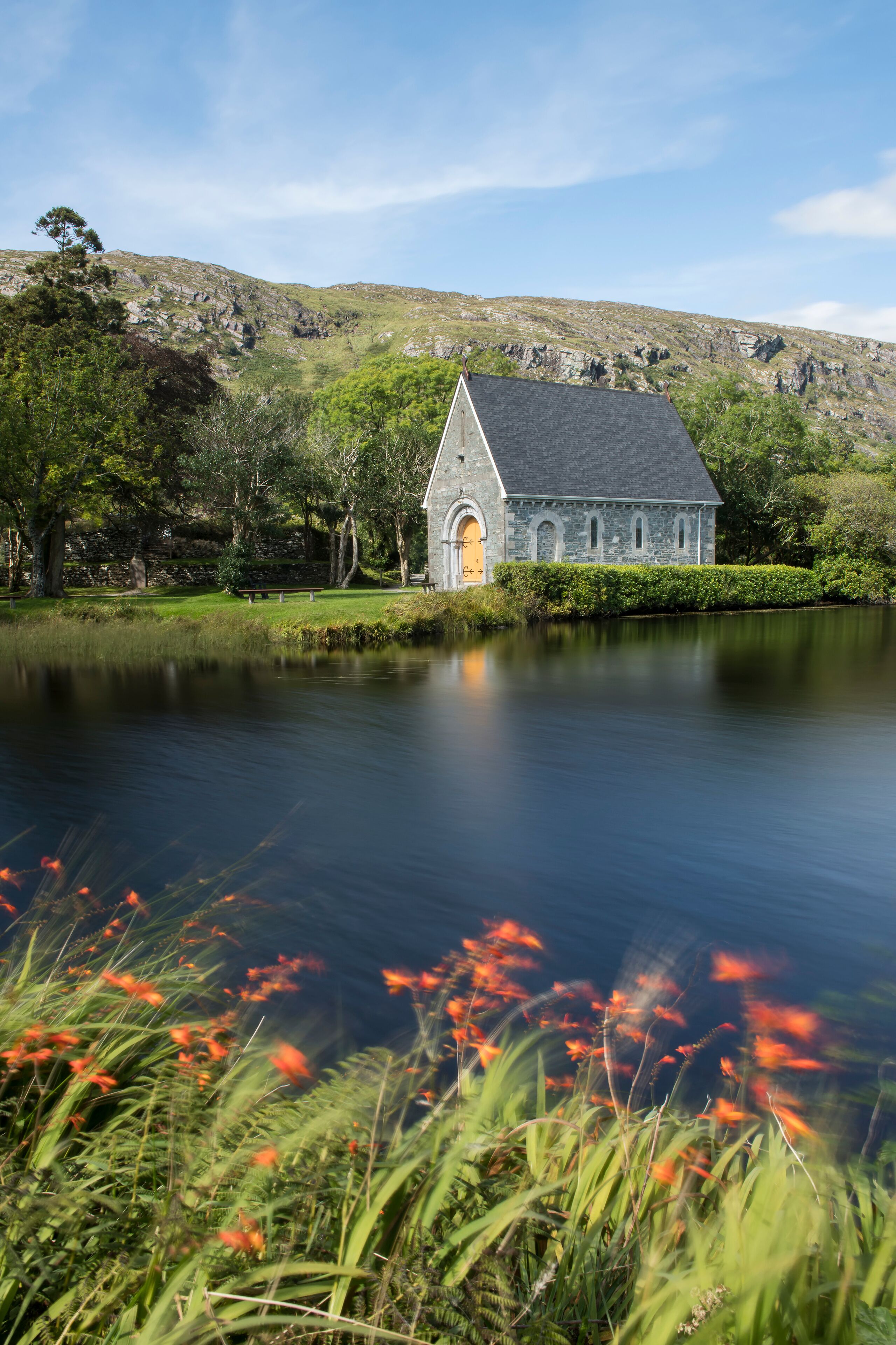 The small church of St Finbarr's Oratory on Gouganebarra Lake; Ballingeary, County Cork, Ireland