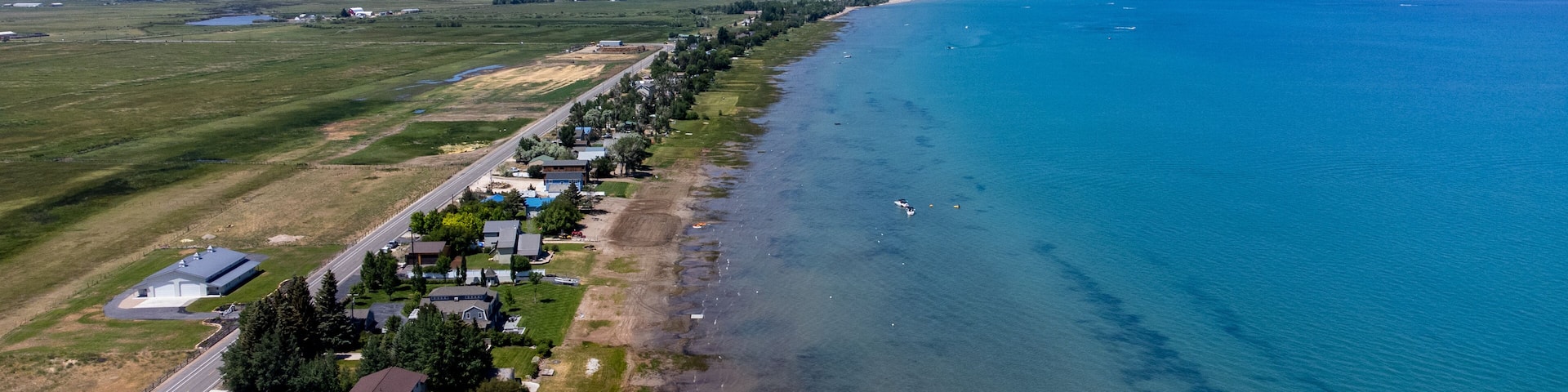Summer Aerial Views of Bear Lake State Park Utah