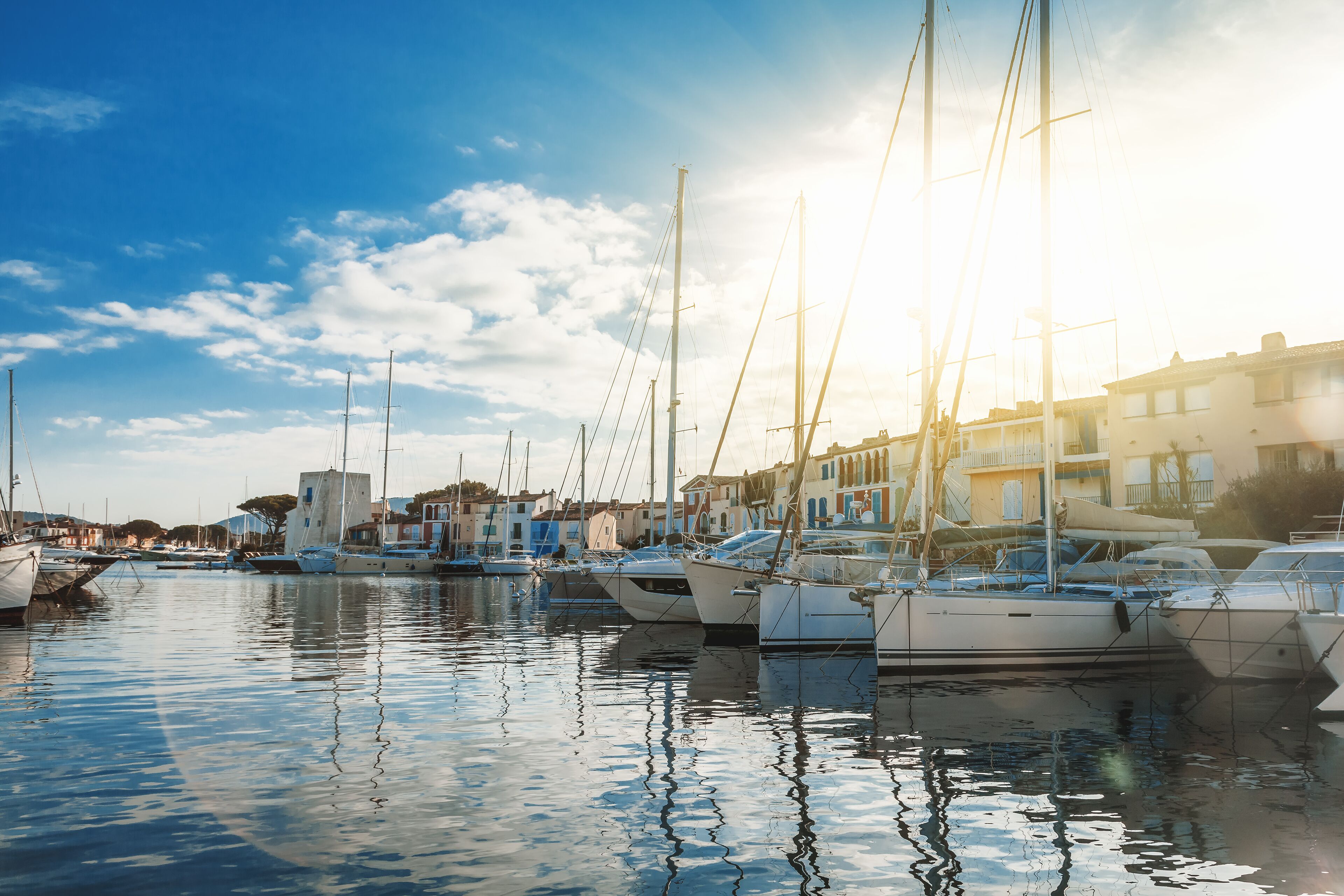 Colorful city on the water, Port of Grimaud, France, Provence, houses and boats. Beautiful city landscape, Shutterstock ID 1084314431, Purchase Order: -