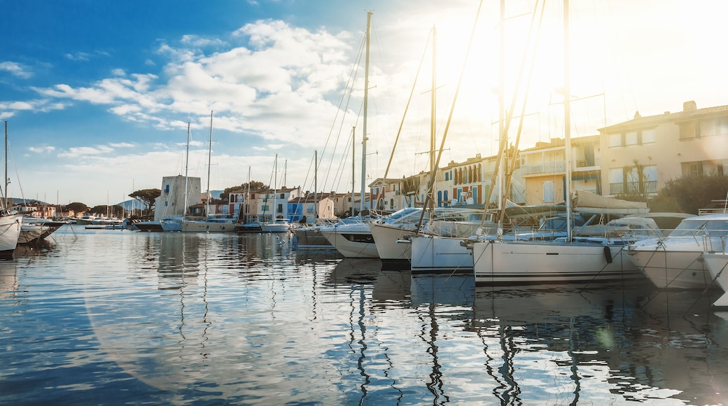 Colorful city on the water, Port of Grimaud, France, Provence, houses and boats. Beautiful city landscape, Shutterstock ID 1084314431, Purchase Order: -