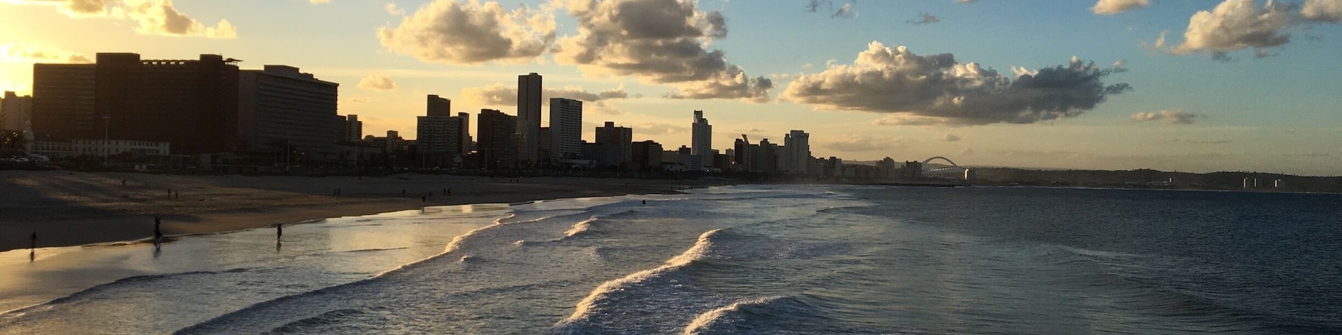 Beautiful Durban as the sun set from Moyo bar on the end of the pier