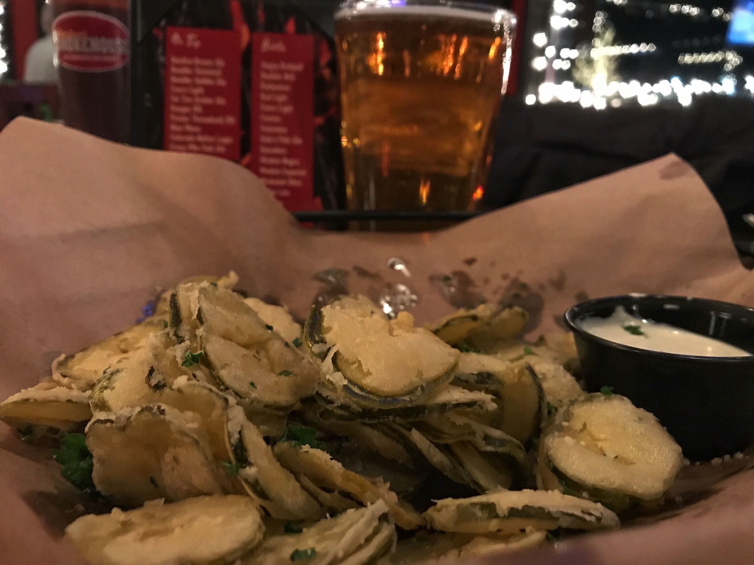 Cold, cold beer! Delicious fried pickles! Even the “lil’ miss piggy” was great. There was a weird vibe when we went, but it was fine. Some improvements could be made, but overall a good stop. 