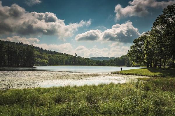 The sight of a single fisherman at the lake when visiting this National Park Service site prompted this late-afternoon image. ISO 100, 30mm, f/9.0, 1/500 sec.