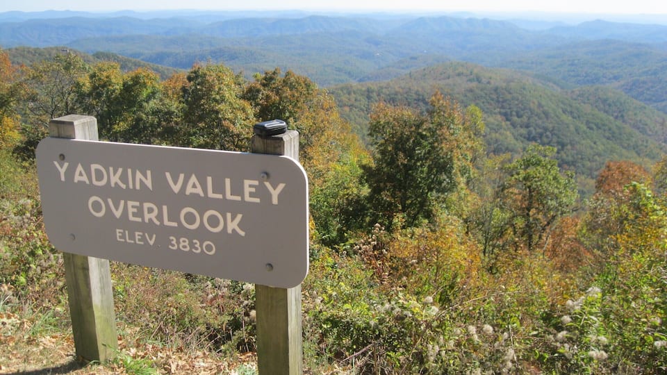 Beautiful fall view of Yadkin Valley from the Blue Ridge Parkway, near Blowing Rock, NC