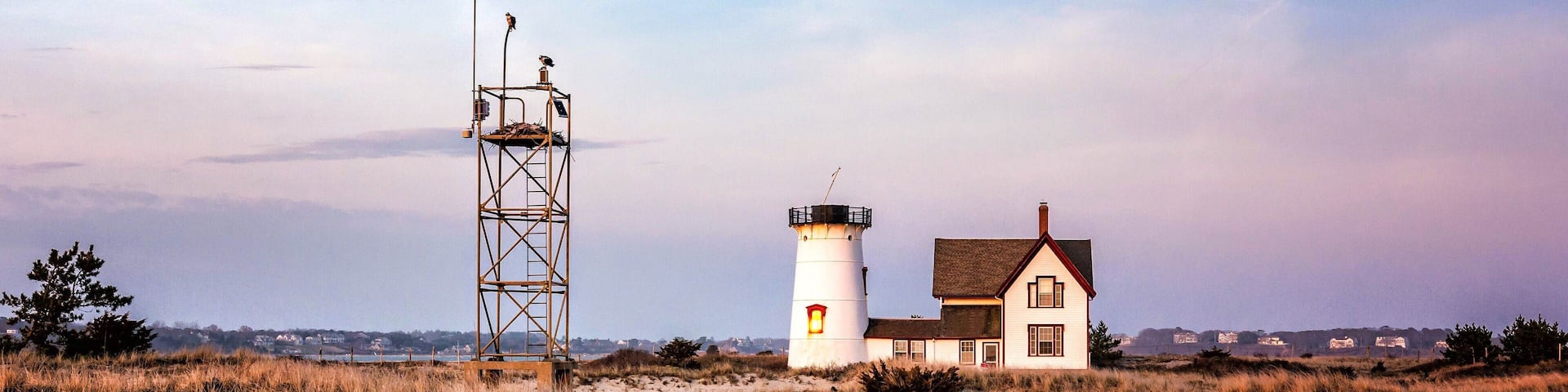 Stage Harbor Light, at sunset. Chatham, Massachusetts. #hiking #massachusetts #lighhouse
