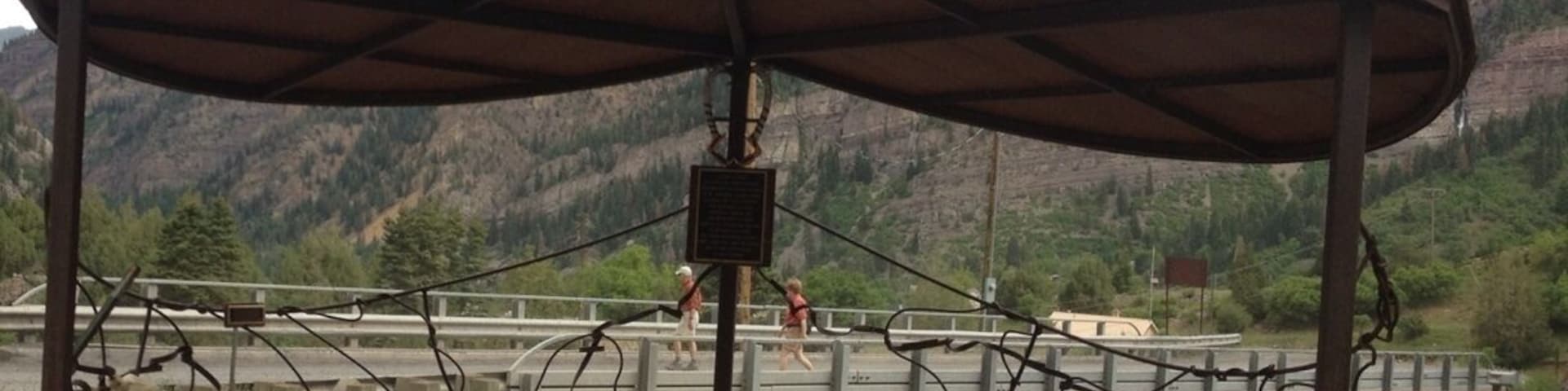 This is an artistic memorial to Sue and Karen, who perished while ice climbing in Alaska, dedicated by their family and friends. It is situated at the base of the Ouray Ice Park, a premier climbing locale situated in dynamic Box Canyon and along the Ouray Perimeter Trail which is an excellent 5-hour round trip hike.