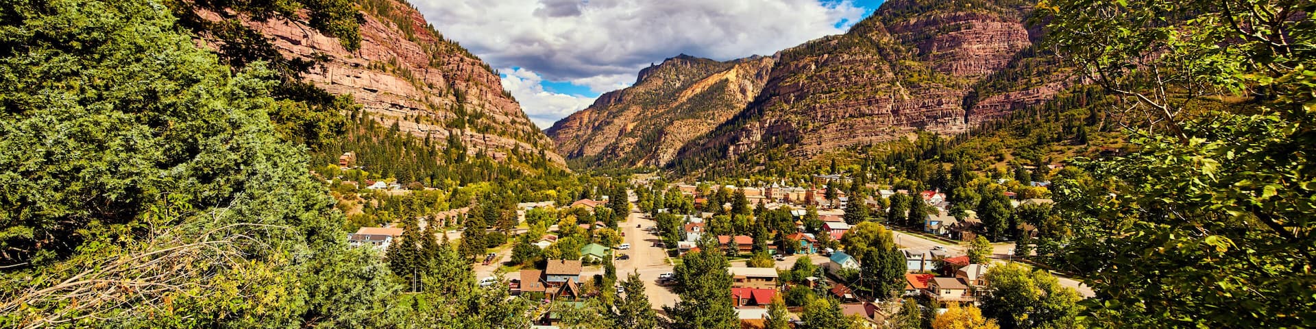 Town of Ouray mountain town of Colorado panorama