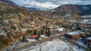 Aerial View of the Colorado Town of Basalt in Winter