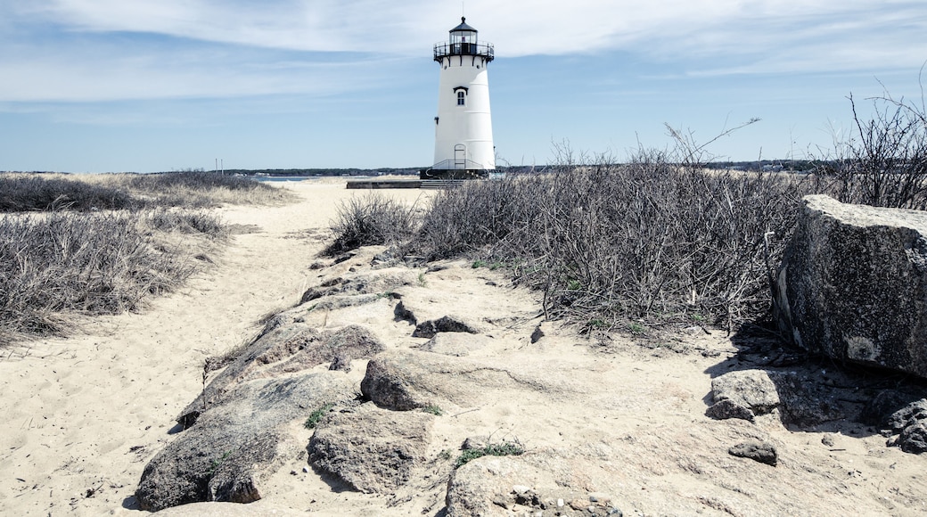 Edgartown Lighthouse, on Martha's Vineyard in Massachusetts - wide angle view.