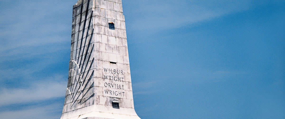 Wright Brothers National Memorial at Kill Devil Hills, Cape Hatteras, North Carolina, USA. Site of first manned flight