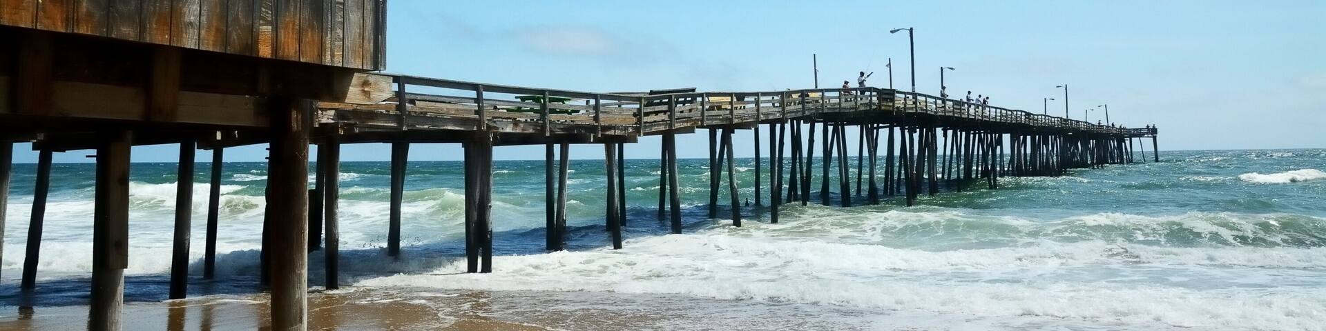 Fishing pier at beach of Kill Devil Hills, North Carolina USA; Shutterstock ID 453038401