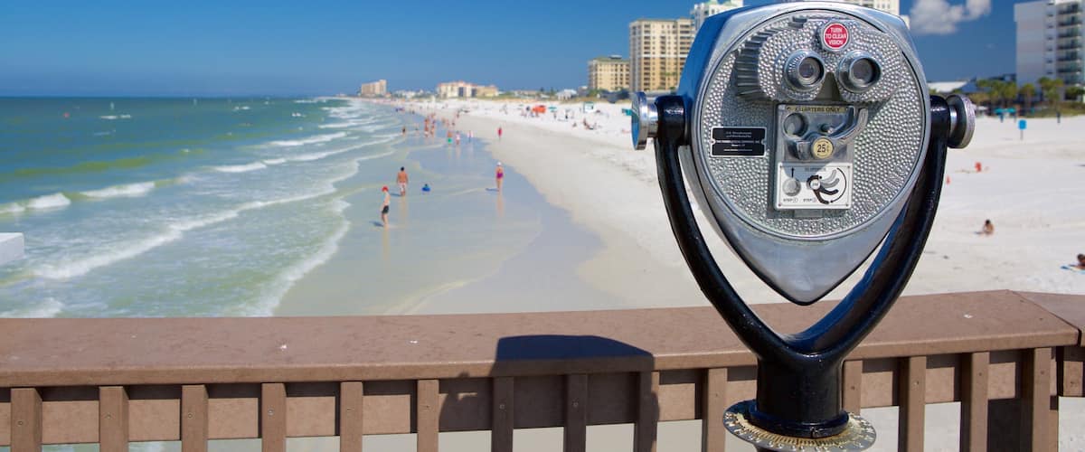 Clearwater Beach which includes a beach and a coastal town