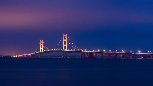Mackinaw Bridge At Night