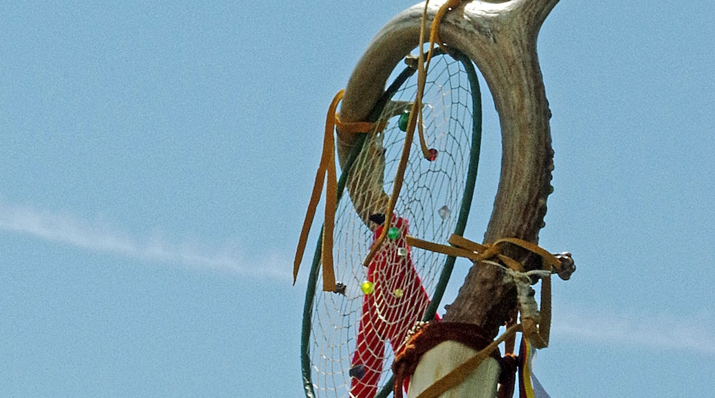 I had the opportunity to witness an American Indian PowWow. The traditions were memorable. Shown here is the upper section of a ceremonial staff showing a "Dream Catcher."