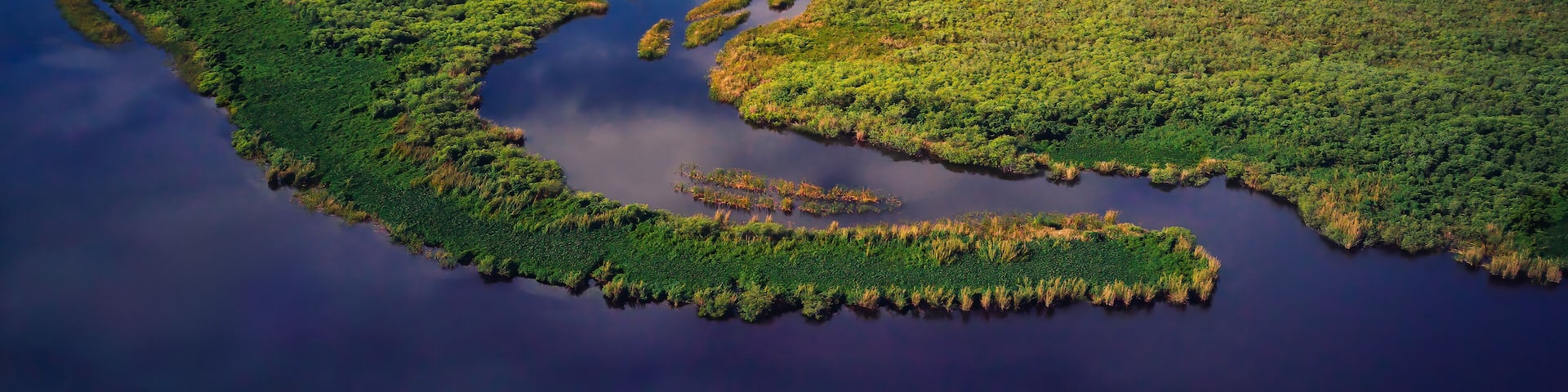 Aerial View of Florida Everglades Golden Hour Sunset