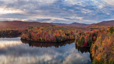 Autumn Sunset in Killington Vermont at Kent Pond - Gifford Woods State Park