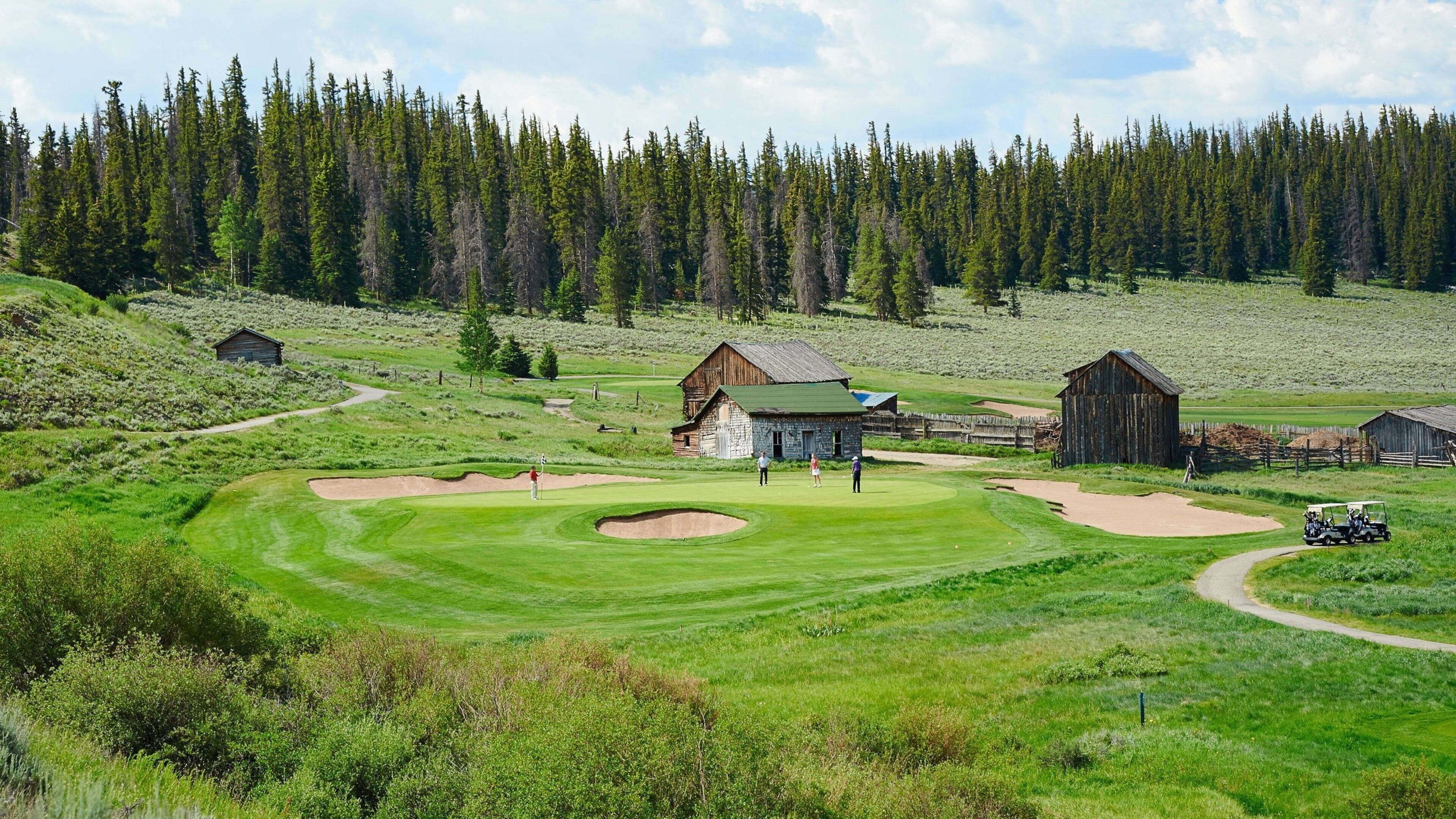 キーストーン フィーチャー ゴルフ と 森林