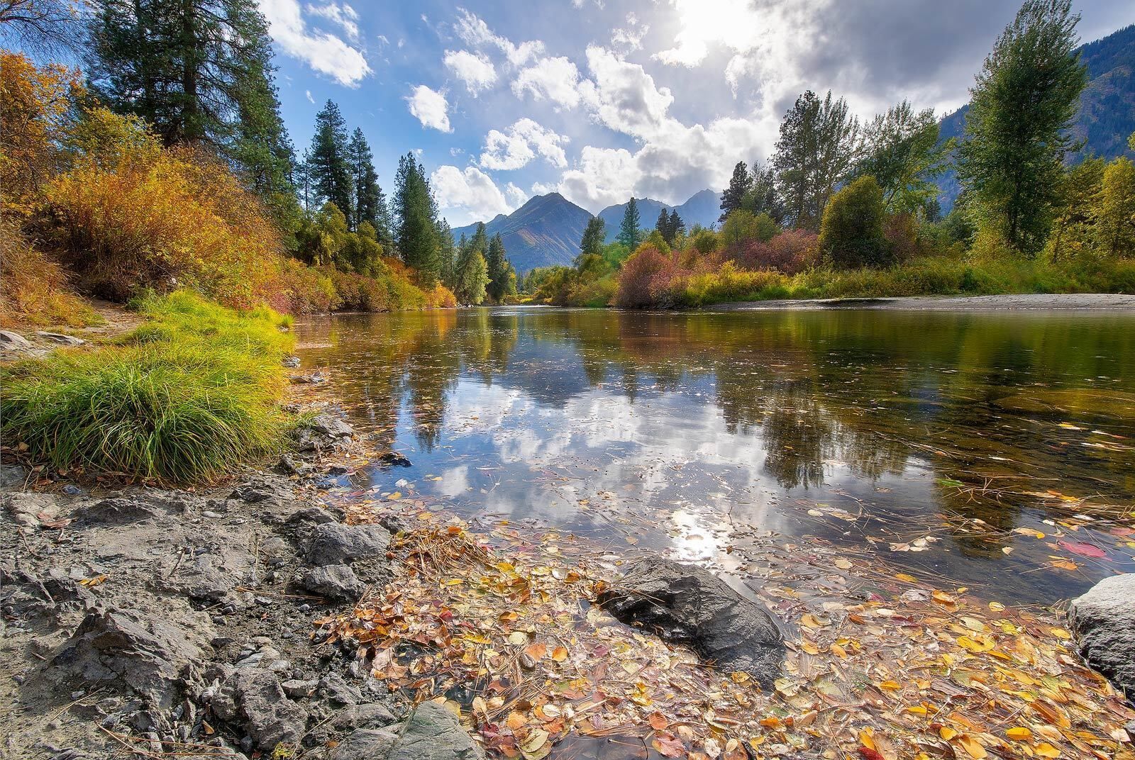 A #Golden moment in autumn at Icicle Creek near the town of Leavenworth in Washington State. This tiny creek will eventually join the confluence of the Wenatchee River.